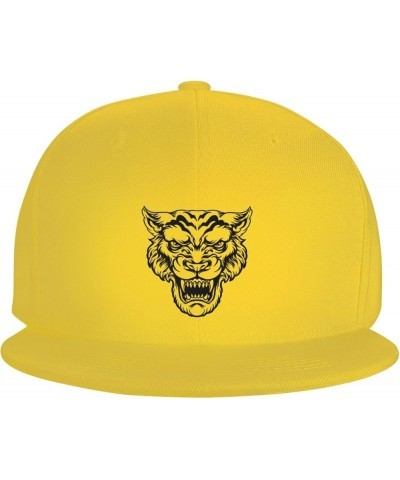 Tiger Head Snapback Hats for Men Baseball Cap Trucker Hat Flat Brim Hats Yellow $12.82 Baseball Caps