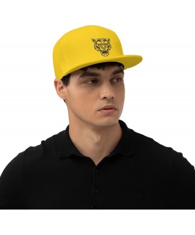 Tiger Head Snapback Hats for Men Baseball Cap Trucker Hat Flat Brim Hats Yellow $12.82 Baseball Caps