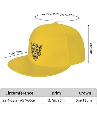 Tiger Head Snapback Hats for Men Baseball Cap Trucker Hat Flat Brim Hats Yellow $12.82 Baseball Caps