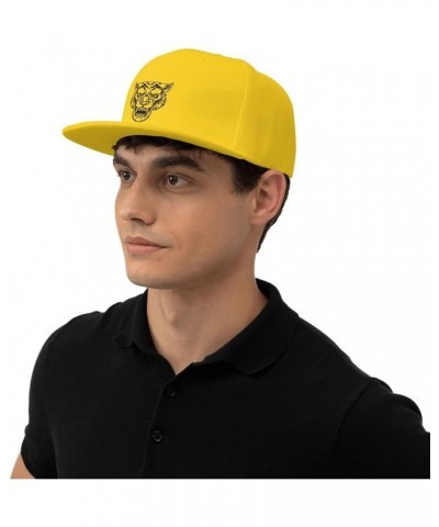 Tiger Head Snapback Hats for Men Baseball Cap Trucker Hat Flat Brim Hats Yellow $12.82 Baseball Caps