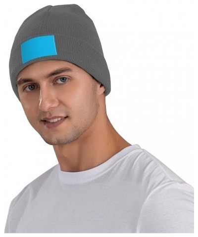 Black Warm Knit Hat Solid Color Light Blue Prints Soft Good Elasticity Suitable for Outdoor Sports Deep Heather $10.75 Skulli...