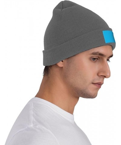 Black Warm Knit Hat Solid Color Light Blue Prints Soft Good Elasticity Suitable for Outdoor Sports Deep Heather $10.75 Skulli...