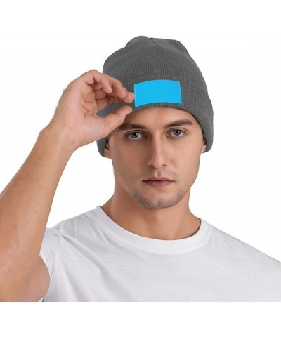 Black Warm Knit Hat Solid Color Light Blue Prints Soft Good Elasticity Suitable for Outdoor Sports Deep Heather $10.75 Skulli...