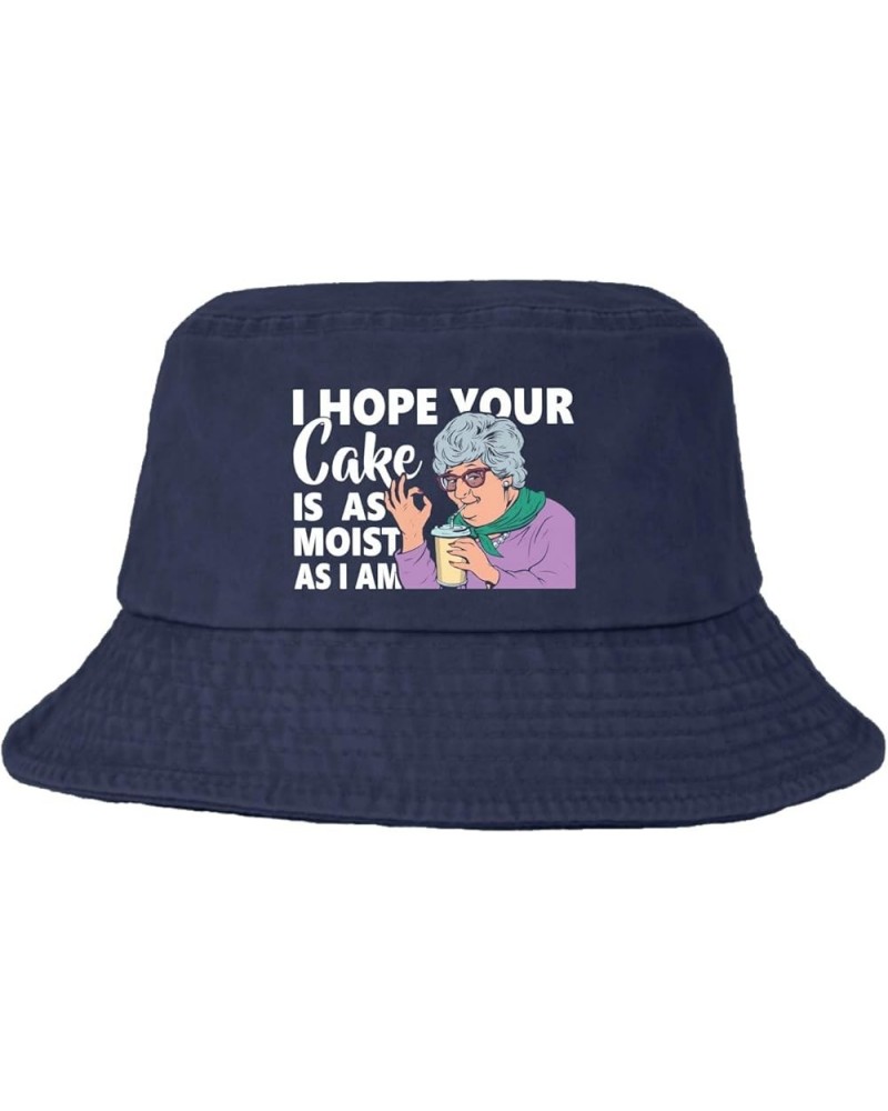 I Hopes Your Cake is as Moist as i am Bucket Hat Bucket Hats Flodable Women Hat for Fishing Accessories for Travel Navy $10.4...