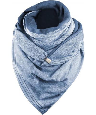 Fashion Women Casual Scarves Casual Soft Warm Shawls Printing Button Scarves Fashion Scarf Shawls scarfs for women Blue-e $9....