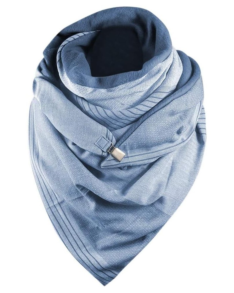 Fashion Women Casual Scarves Casual Soft Warm Shawls Printing Button Scarves Fashion Scarf Shawls scarfs for women Blue-e $9....