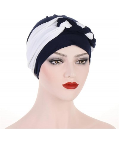 Women Turban Headbands Cap Hijab with Cap Headwear Casual Streetwear Female Muslim Indian Hat Dark Purple $19.97 Skullies & B...