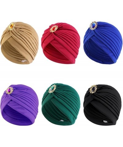 Women Turban Headbands Cap Hijab with Cap Headwear Casual Streetwear Female Muslim Indian Hat Dark Purple $19.97 Skullies & B...