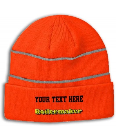 Custom Reflective Beanie Boilermaker Acrylic High Visibility Running Gear Skull Cap for Men & Women 1 Size Neon Orange Person...