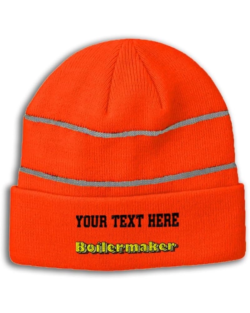 Custom Reflective Beanie Boilermaker Acrylic High Visibility Running Gear Skull Cap for Men & Women 1 Size Neon Orange Person...