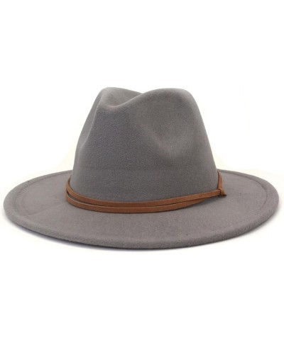 Fedora Hats Women Men Wide Brim Church Top Hat Artificial Woolf Elted Jazz Cap Panama Hat Gray $15.83 Fedoras