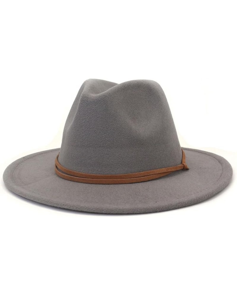 Fedora Hats Women Men Wide Brim Church Top Hat Artificial Woolf Elted Jazz Cap Panama Hat Gray $15.83 Fedoras