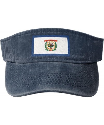 Flag of West Virginia Sun Hat Sun Visor Hats for Women Men Baseball Cap Golf Hats Navy Blue $11.84 Visors