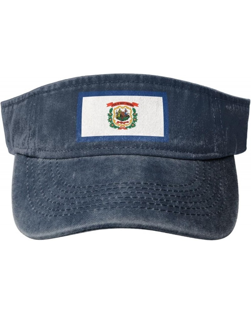 Flag of West Virginia Sun Hat Sun Visor Hats for Women Men Baseball Cap Golf Hats Navy Blue $11.84 Visors