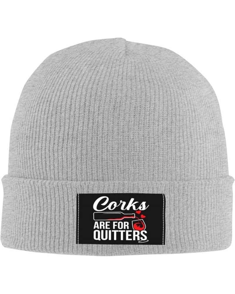 Corks are for Quitters Beanie for Men Women, Winter Hats Warm Classic Daily Skull Caps Gray $10.90 Skullies & Beanies