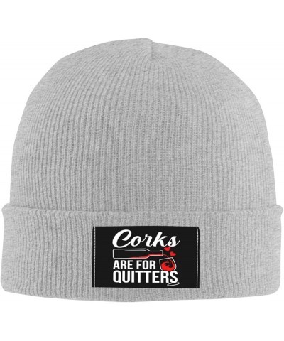 Corks are for Quitters Beanie for Men Women, Winter Hats Warm Classic Daily Skull Caps Gray $10.90 Skullies & Beanies