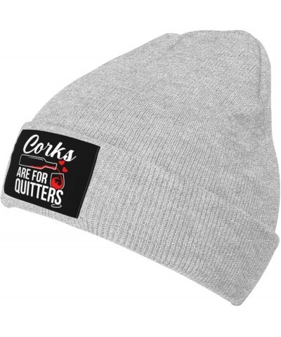 Corks are for Quitters Beanie for Men Women, Winter Hats Warm Classic Daily Skull Caps Gray $10.90 Skullies & Beanies