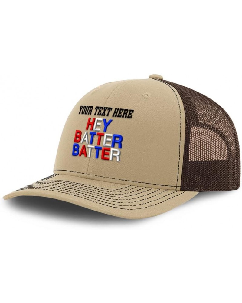 Custom Richardson Trucker Hat Hey Batter Batter Baseball Polyester Baseball Cap Khaki Coffee Personalized Text Here $20.64 Ba...