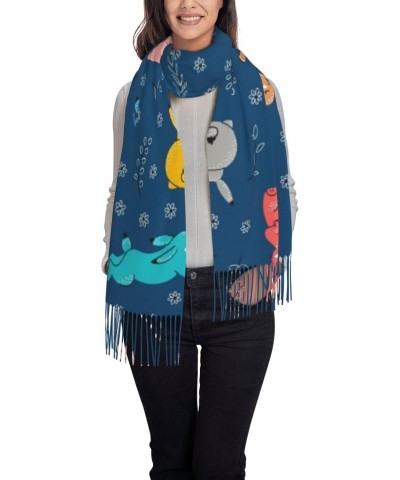 Cute Rabbit Pattern Tassel Scarf Wraps Fashion Fringed Scarves Classic Winter Warm Shawl Scarf Gifts $14.30 Scarves