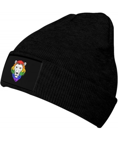 Winter Knit Hat Cap for Men Women, Gay Prides Lion Unisex Beanie Hat Cuffed Skull Cap Warm Ski Hats Black Black $7.53 Skullie...