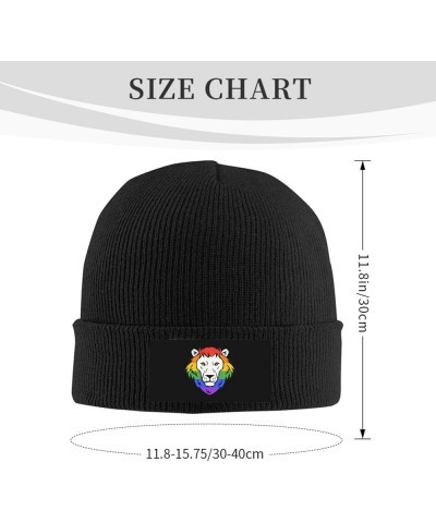 Winter Knit Hat Cap for Men Women, Gay Prides Lion Unisex Beanie Hat Cuffed Skull Cap Warm Ski Hats Black Black $7.53 Skullie...