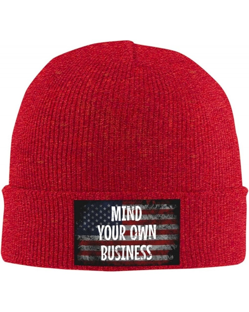 Mind Your Own Business Cozy Knitted Hat for Winter - Warm Comfort Black Red $15.66 Skullies & Beanies