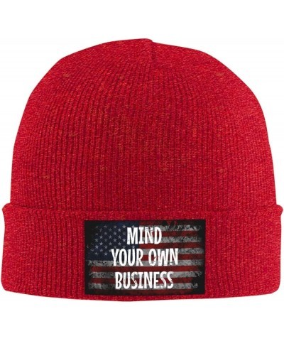 Mind Your Own Business Cozy Knitted Hat for Winter - Warm Comfort Black Red $15.66 Skullies & Beanies