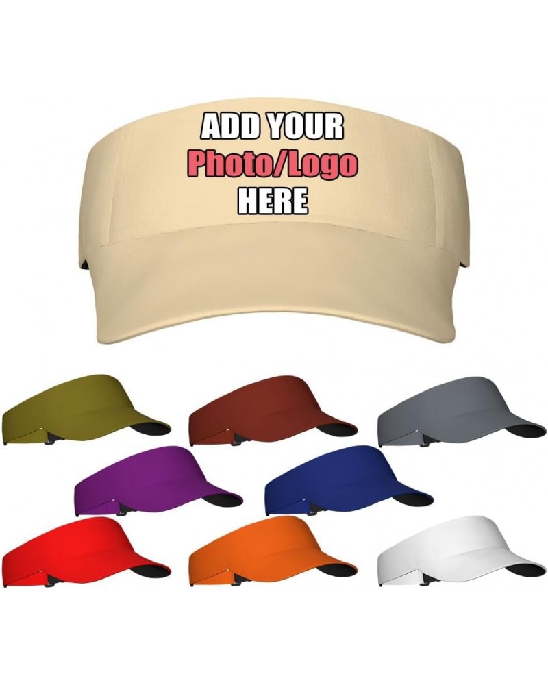 Custom Visor Hat for Men Women, Personalized Adjustable Visor Cap with Your Own Photo Name Logo Wheat $10.79 Visors