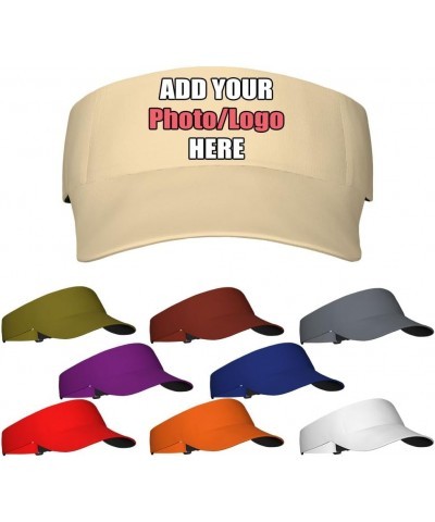 Custom Visor Hat for Men Women, Personalized Adjustable Visor Cap with Your Own Photo Name Logo Wheat $10.79 Visors