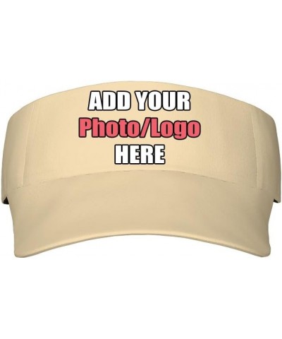 Custom Visor Hat for Men Women, Personalized Adjustable Visor Cap with Your Own Photo Name Logo Wheat $10.79 Visors