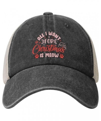 All I Want for Christmas is Meow Baseball Cap for Women Mens Trucker hat Mesh Caps Dad Hat Black $9.96 Baseball Caps