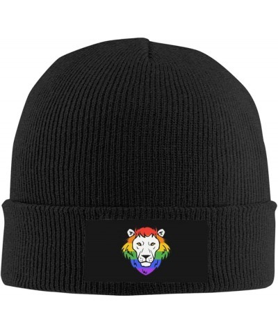 Winter Knit Hat Cap for Men Women, Gay Prides Lion Unisex Beanie Hat Cuffed Skull Cap Warm Ski Hats Black Black $7.53 Skullie...