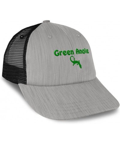 Custom Trucker Hat Baseball Cap Green Anole Reptiles Reptile Cotton Nature Dad Hats for Men & Women Heather Gray Black Design...