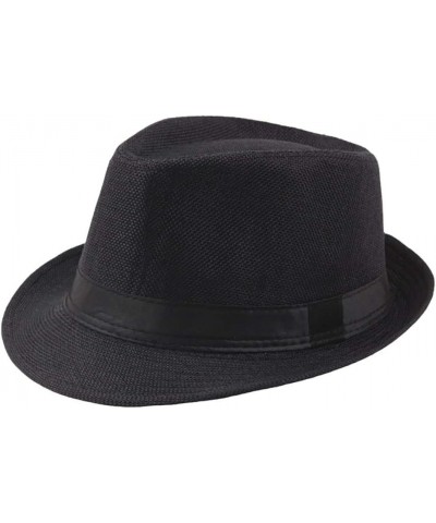 Linen Hat Breathable Outdoor Jazz Hat Sun Hat Hat Men's CurlyStraw Baseball Caps Men's Knit Cuffed Winter Hats for Black $6.3...