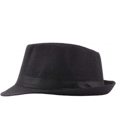 Linen Hat Breathable Outdoor Jazz Hat Sun Hat Hat Men's CurlyStraw Baseball Caps Men's Knit Cuffed Winter Hats for Black $6.3...