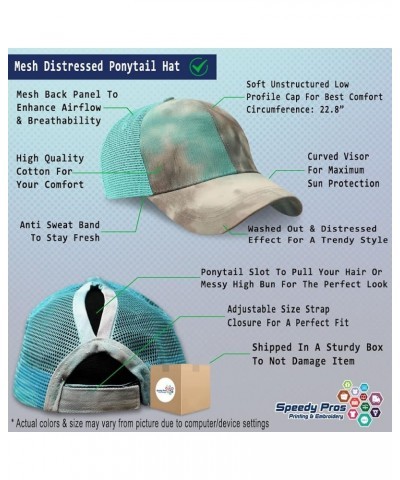 Custom Womens Ponytail Cap Veterinarian Medical Cotton Veterinary Distressed Trucker Hat Tie Dye Aqua Personalized Text Here ...