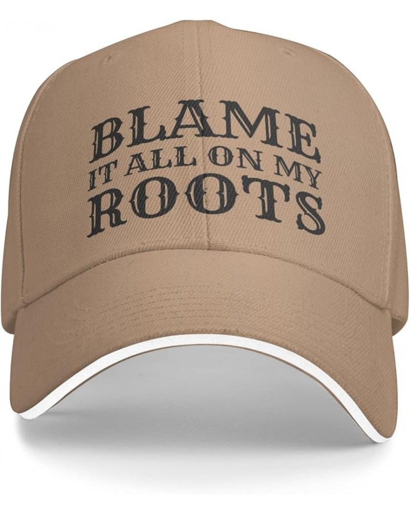 Blame-It-All-On-My-Roots Hat for Men Women Baseball Cap Trucker Hat Dad Hat Natural $14.87 Baseball Caps