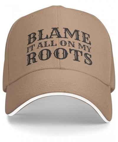 Blame-It-All-On-My-Roots Hat for Men Women Baseball Cap Trucker Hat Dad Hat Natural $14.87 Baseball Caps