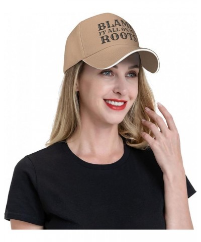 Blame-It-All-On-My-Roots Hat for Men Women Baseball Cap Trucker Hat Dad Hat Natural $14.87 Baseball Caps