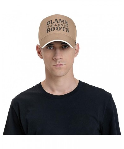 Blame-It-All-On-My-Roots Hat for Men Women Baseball Cap Trucker Hat Dad Hat Natural $14.87 Baseball Caps