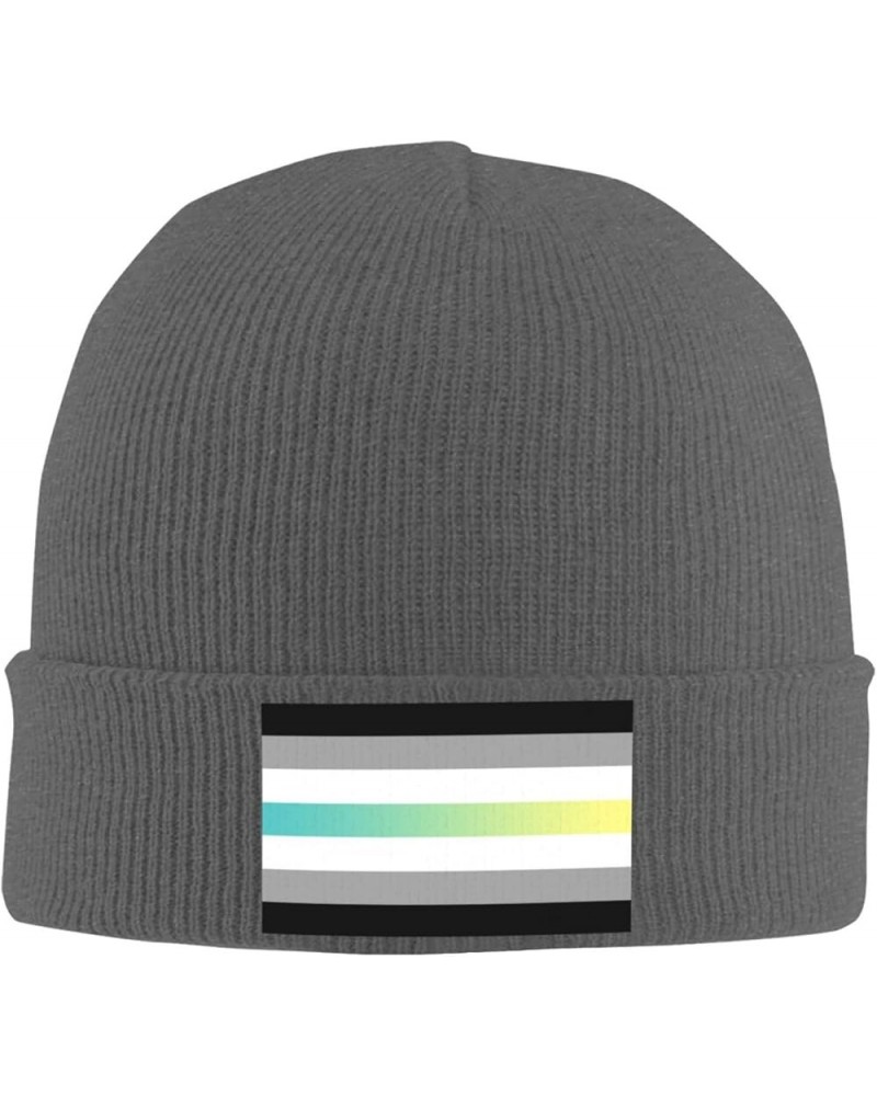 Librafluid Masculine Nonbinary Pride Flag Cozy Knitted Hat for Winter - Warm Comfort Black Deep Heather $13.54 Skullies & Bea...