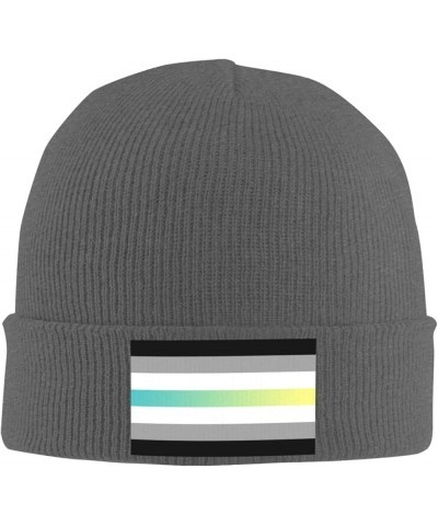 Librafluid Masculine Nonbinary Pride Flag Cozy Knitted Hat for Winter - Warm Comfort Black Deep Heather $13.54 Skullies & Bea...