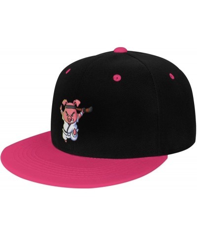 Raging Pig Snapback Hat for Men Women Baseball Cap Trucker Flat Bill Hats Dad Caps Pink $13.57 Baseball Caps