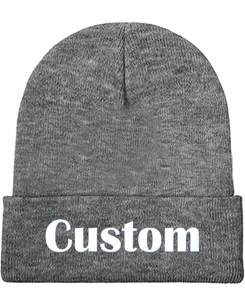 Custom Winter Hat Beanie for Men & Women, Personalized Print Image/Text Knit Cap Hats Grey $8.39 Skullies & Beanies