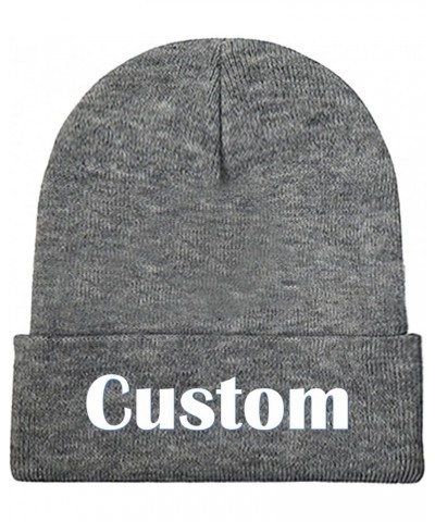 Custom Winter Hat Beanie for Men & Women, Personalized Print Image/Text Knit Cap Hats Grey $8.39 Skullies & Beanies