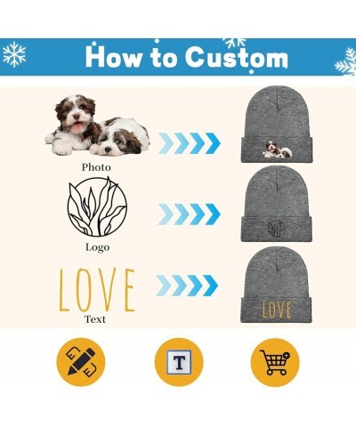 Custom Winter Hat Beanie for Men & Women, Personalized Print Image/Text Knit Cap Hats Grey $8.39 Skullies & Beanies