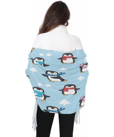 Women Cashmere Scarves Cartoon Blue Penguin Christmas Winter Fashion Scarf Pashmina Shawl Wrap Warm Blanket Large Size $11.70...