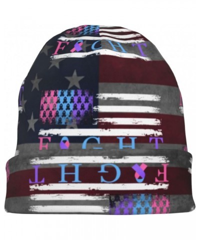 Thyroid Cancer Awareness USA Flag Chic Knit Beanies: Cozy Skull Caps for Winter Warmth at Home & Outdoors!5 Black $10.07 Skul...