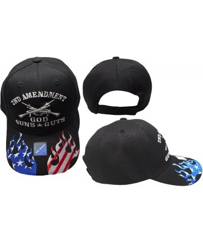 Dad Hat 2nd God Guns Guts USA Flames On Bill Black Embroidered Cap Hat $14.31 Baseball Caps