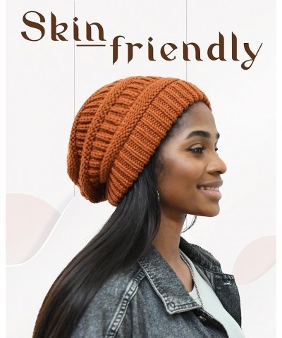 Womens Winter Slouchy Beanie Hat Knit Warm Winter Hats for Women Soft Stretch Ski Cap Ladies Beanies 03- Dull Orange $10.79 S...